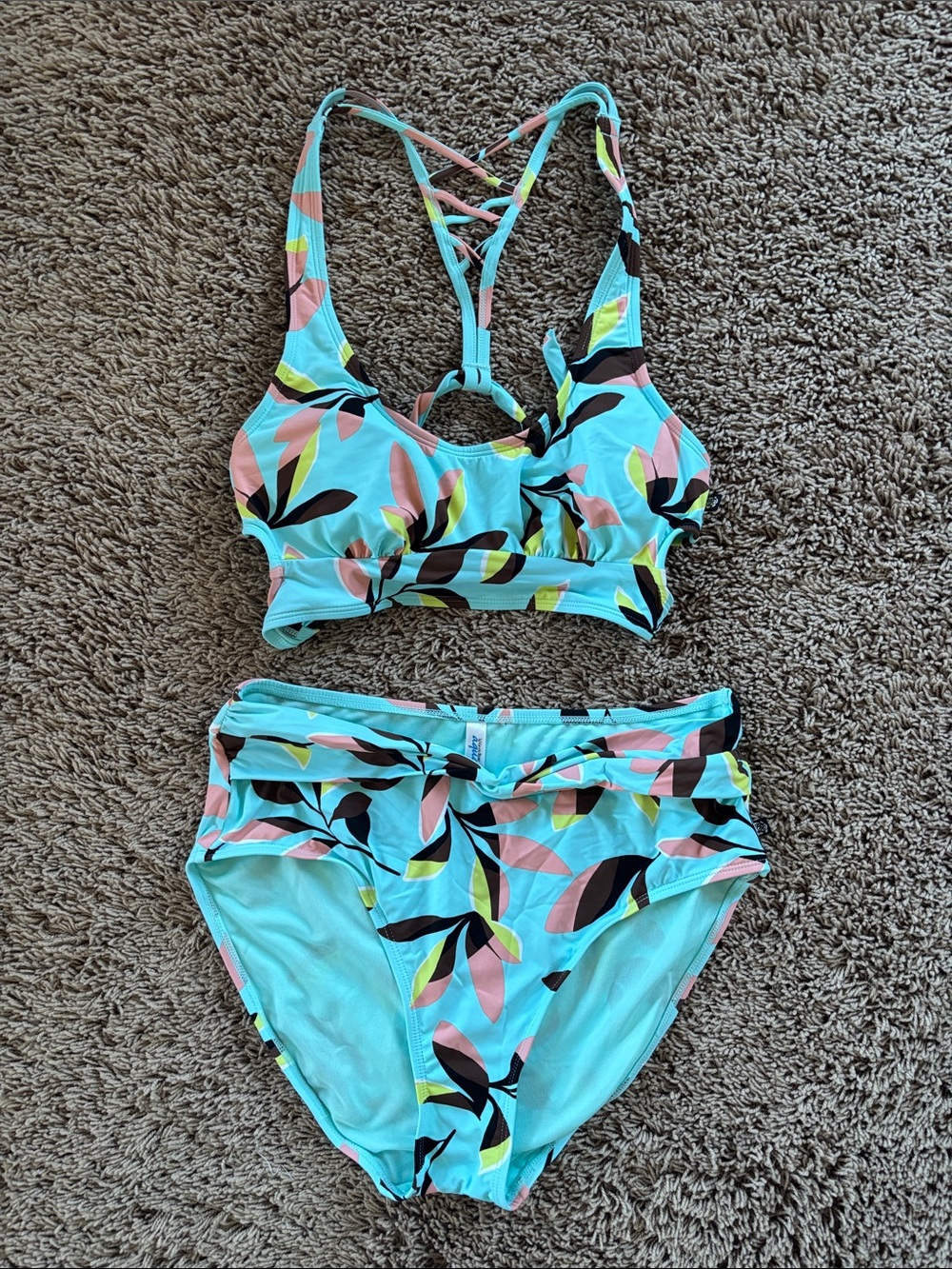 La Vie En Rose Aqua Floral Two-Piece Girls' Swim Set